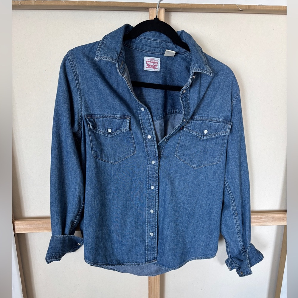 Blue Denim snap button Shirt